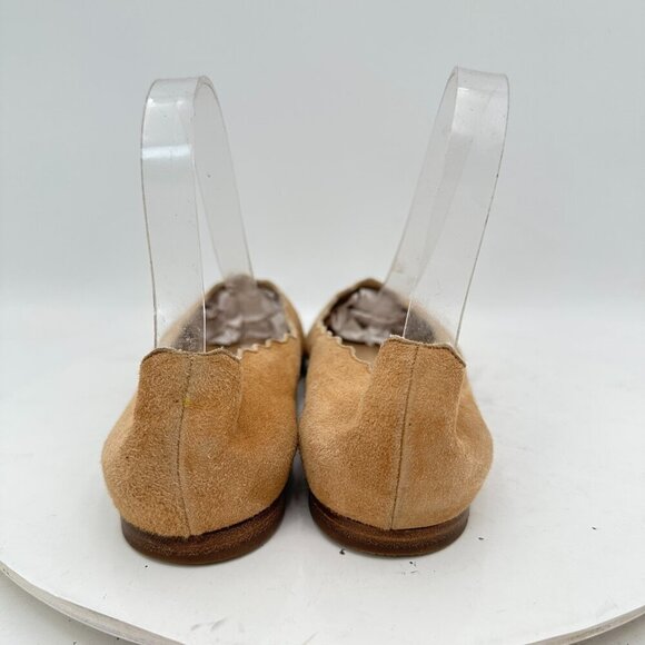 Chloe Scalloped Women Size EU 38 US 8 Brown Leather Slip On Ballet Flat Shoes - Picture 5 of 11